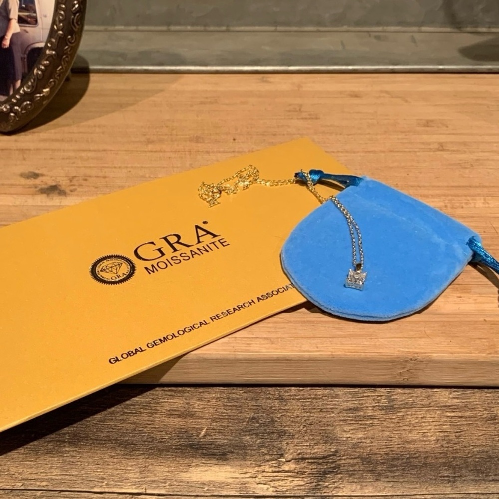 Beautiful 1ct princess cut Moissanite necklace